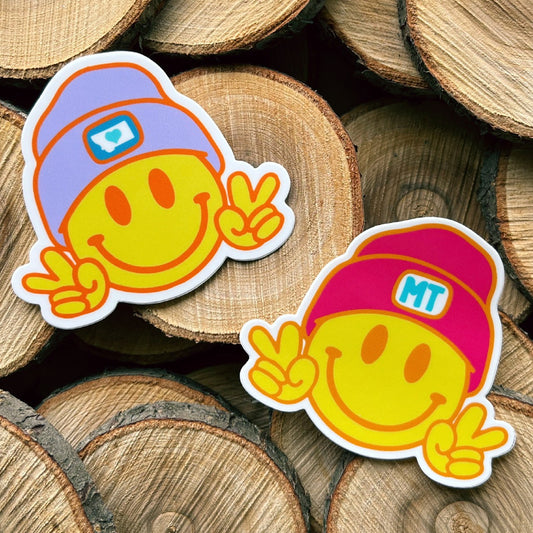 MONTANA BEANIE SMILEY FACE STICKERS