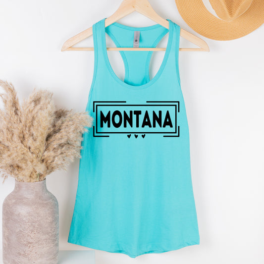 LADIES MONTANA HEARTS TANK -TEAL
