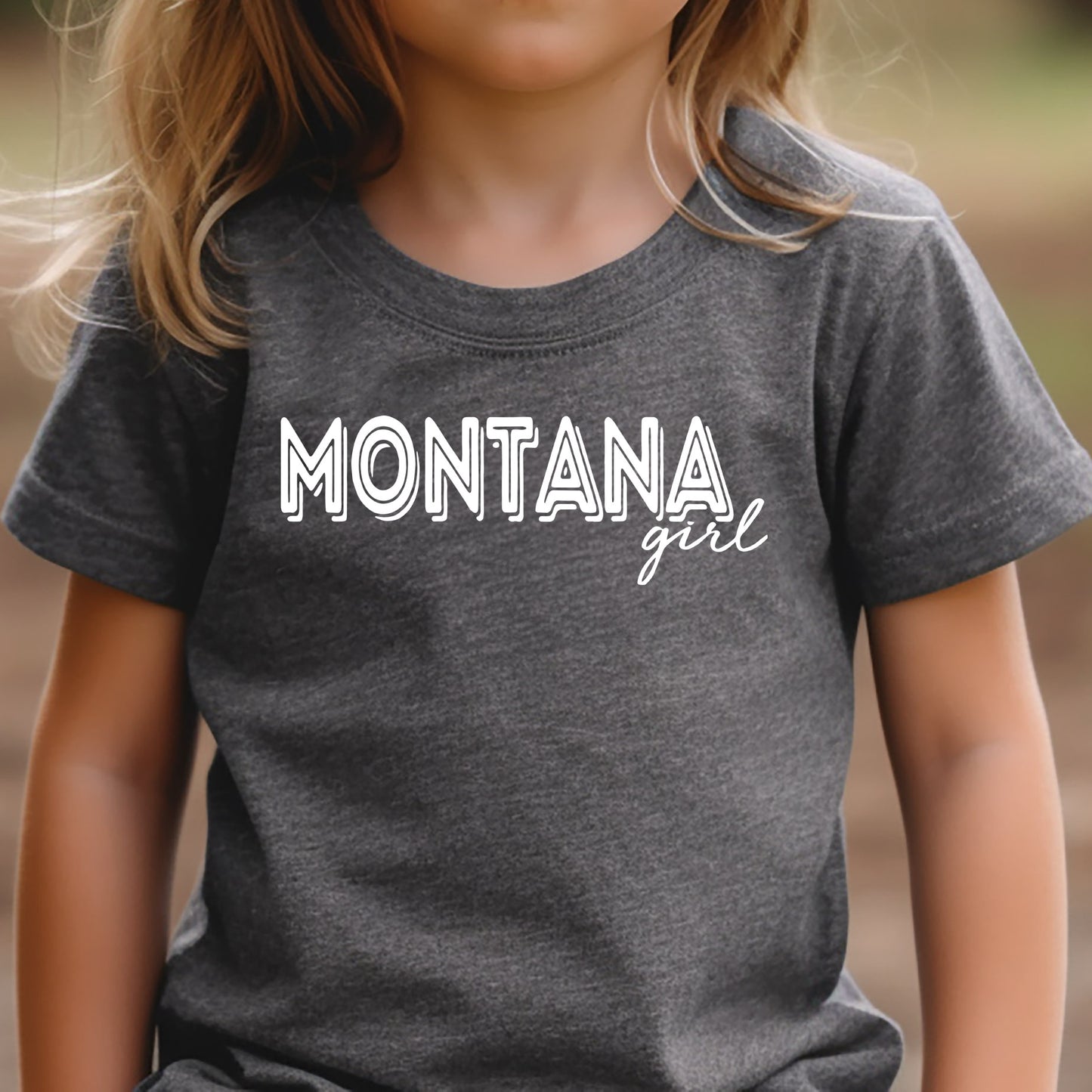 TODDLER MONTANA GIRL TEE -CHARCOAL