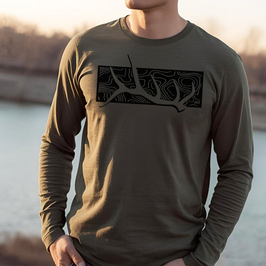 MEN'S MT TOPOGRAPHIC SHED LONG SLEEVE -MILITARY