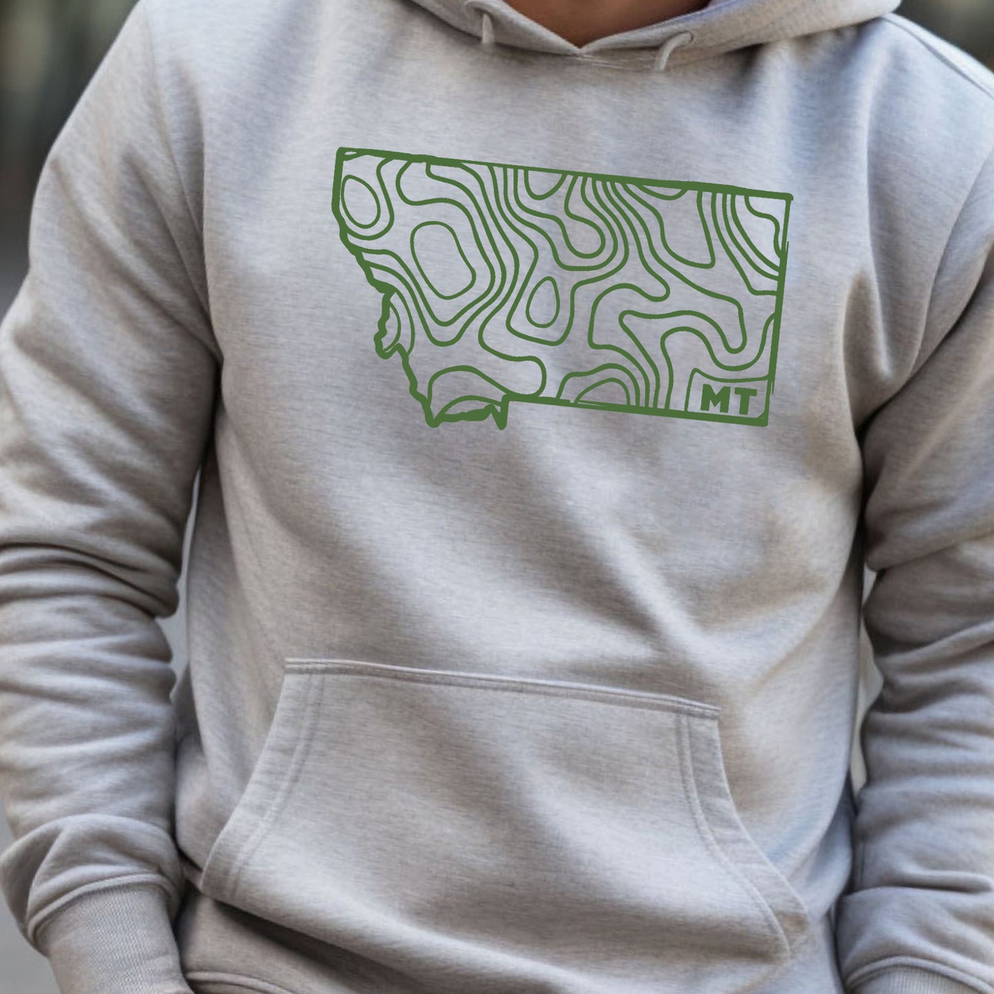 MEN'S MONTANA TOPOGRAPHIC HOODIE -GREY/OLIVE