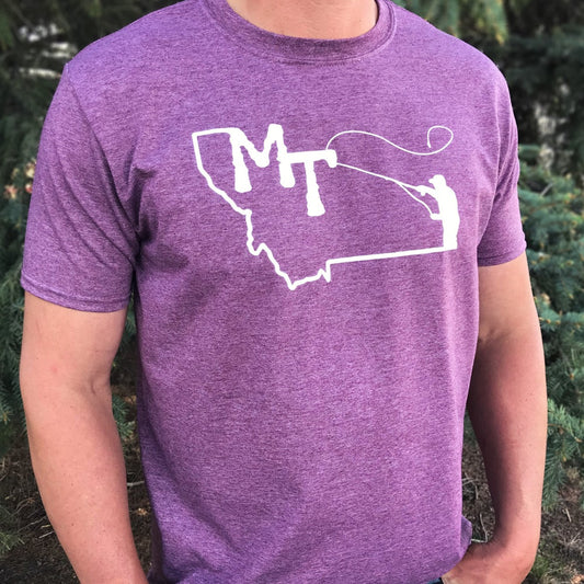 CLOSEOUT! MEN'S MT FLY FISHING TEE -MAROON