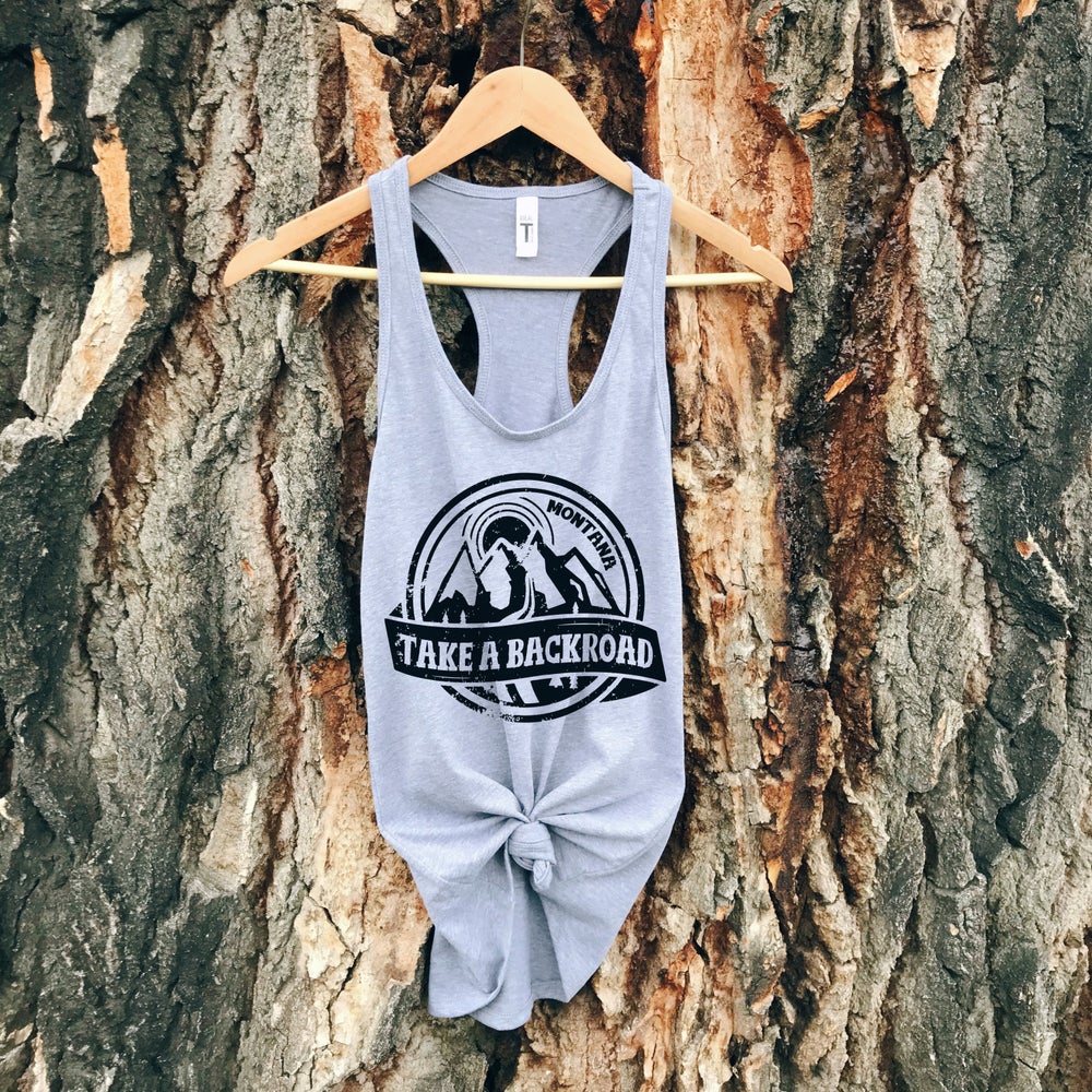 LADIES TAKE A BACKROAD TANK -GREY/BLACK