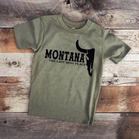 YOUTH MONTANA LAST BEST PLACE TEE -MILITARY GREEN