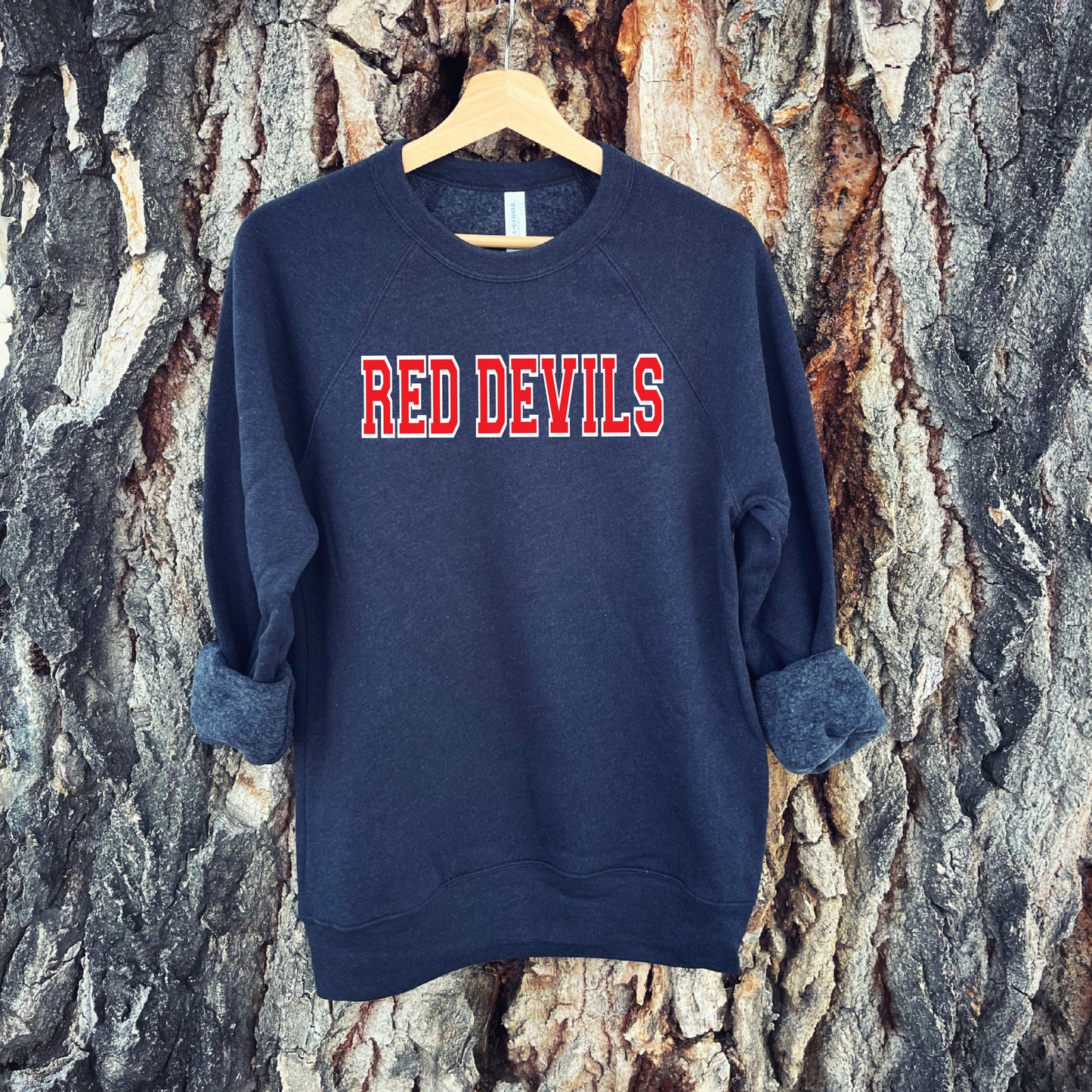 ADULT RED DEVILS CREWNECK SWEATSHIRT -HEATHER BLACK