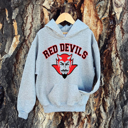 CURVED RED DEVILS HOODIE -YOUTH & ADULT SIZES