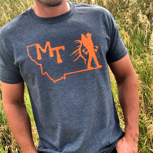 MEN'S MT HUNTING TEE -HEATHER/ORANGE
