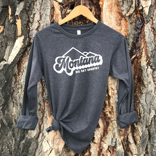 LADIES MONTANA BIG SKY COUNTRY LONG SLEEVE -DARK GRAY