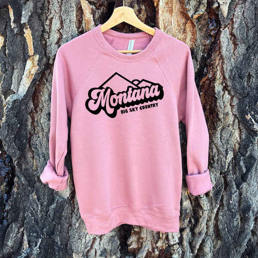 LADIES MONTANA BIG SKY COUNTRY CREWNECK SWEATSHIRT -MAUVE