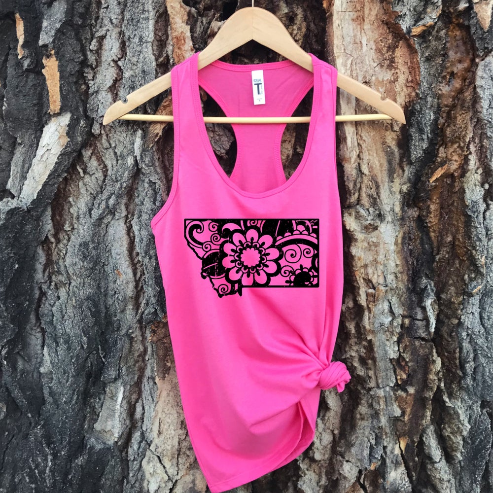 LADIES FLORAL MONTANA TANK TOP -PINK