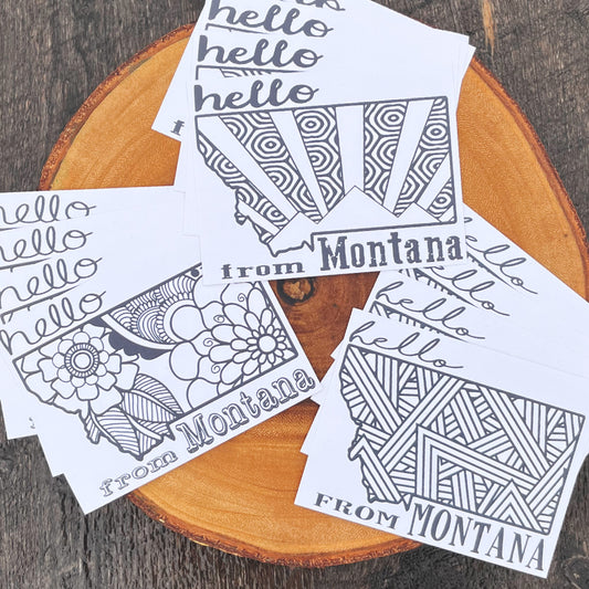 CLOSEOUT! MONTANA COLOR-IN POSTCARDS -SET OF 12
