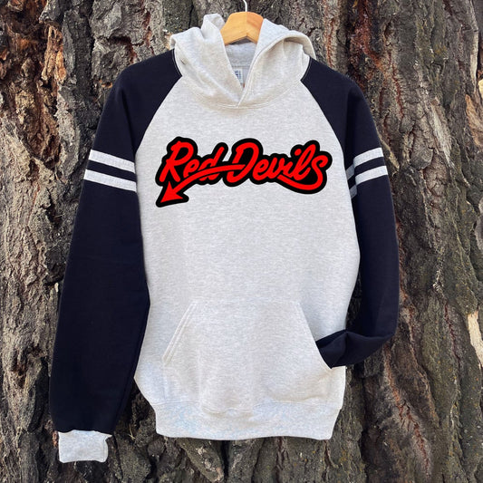 ADULT RED DEVILS SCRIPT VARSITY HOODIE