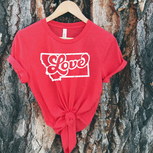 LADIES MONTANA LOVE TEE -RED