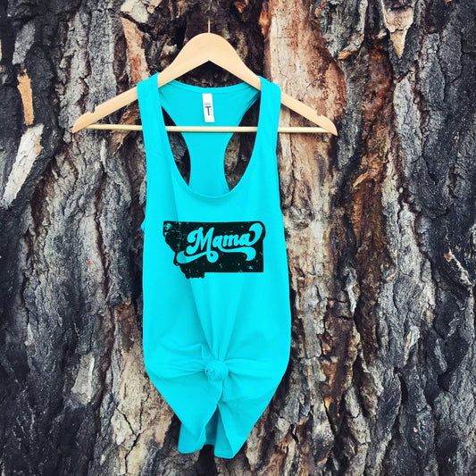 RETRO MONTANA MAMA TANK -TEAL