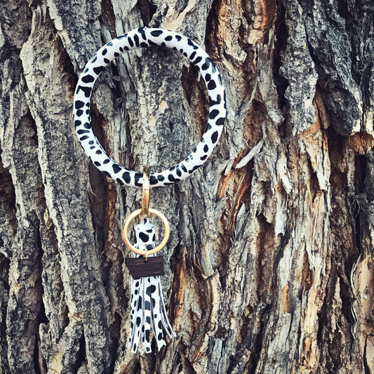 CLOSEOUT! MT CHARM COW PRINT BANGLE KEY RING