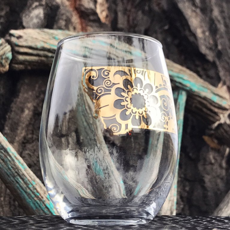 GOLD FLORAL MONTANA WINE GLASS