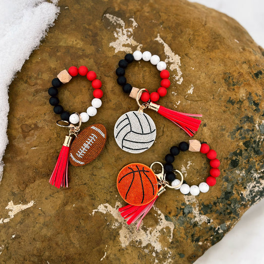 RED, WHITE, & BLACK SPORTS BANGLE KEY RINGS