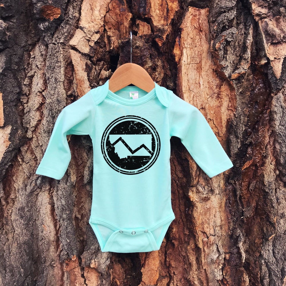 MONTANA MOUNTAIN LONG SLEEVE ONESIE -MINT