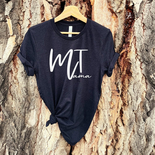 LADIES MONTANA MAMA TEE -HEATHER BLACK