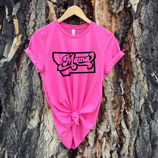 RETRO MONTANA MAMA STATE OUTLINE TEE -PINK