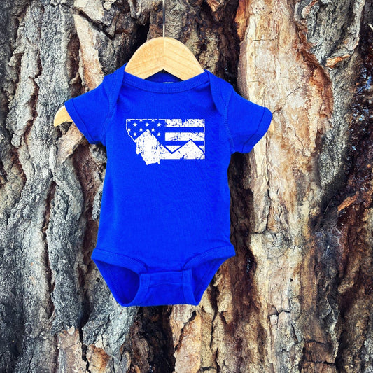 CLOSEOUT! MT FLAG ONESIE -ROYAL