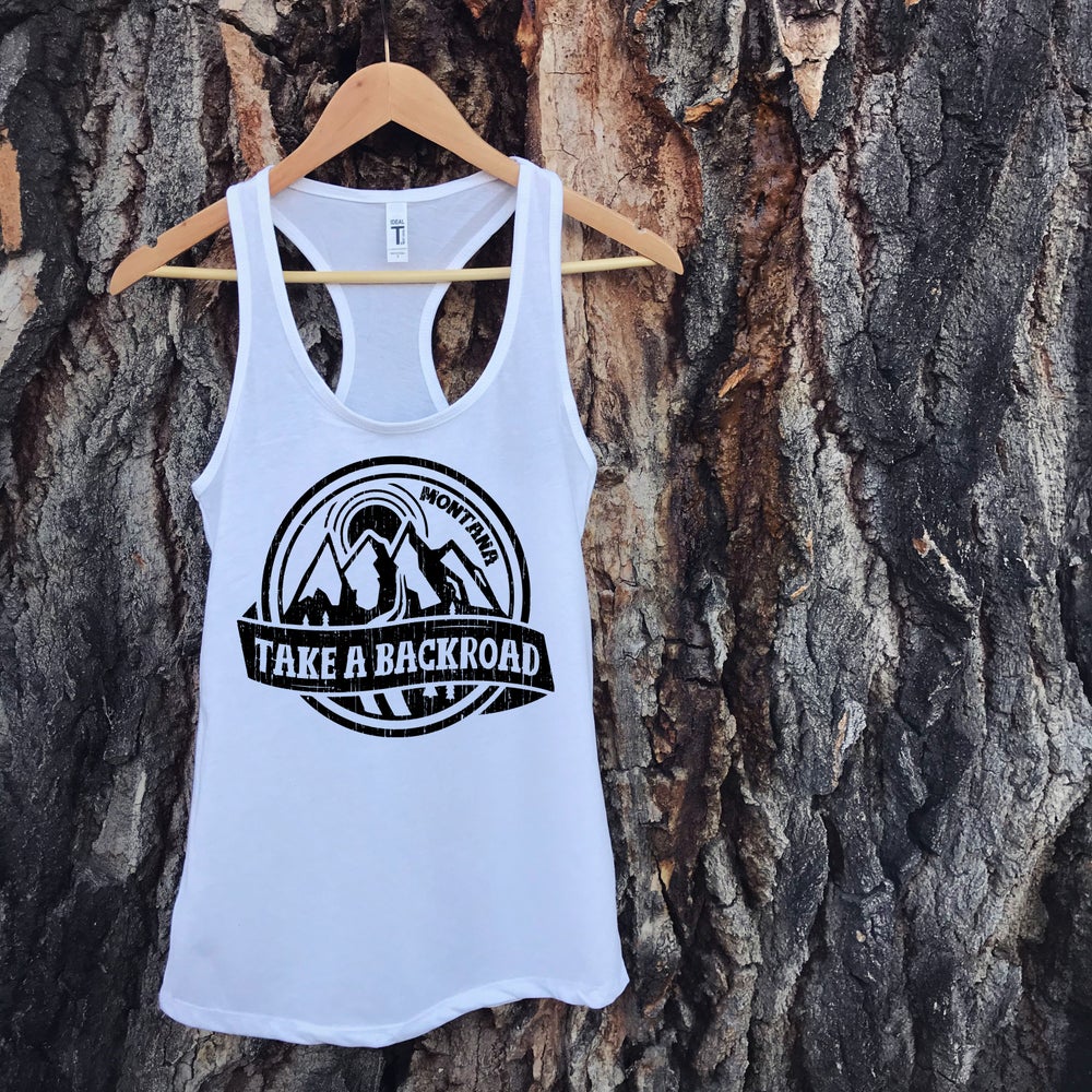 LADIES MONTANA TAKE A BACKROAD TANK -WHITE