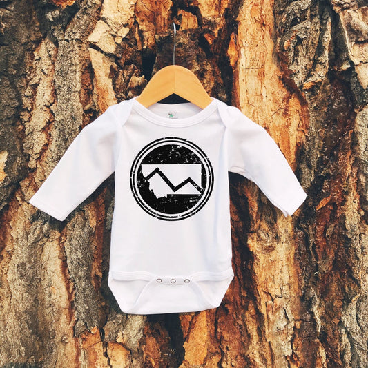 MONTANA MOUNTAIN ONESIE LONG SLEEVE -WHITE