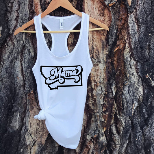 RETRO MONTANA MAMA STATE OUTLINE TANK -WHITE