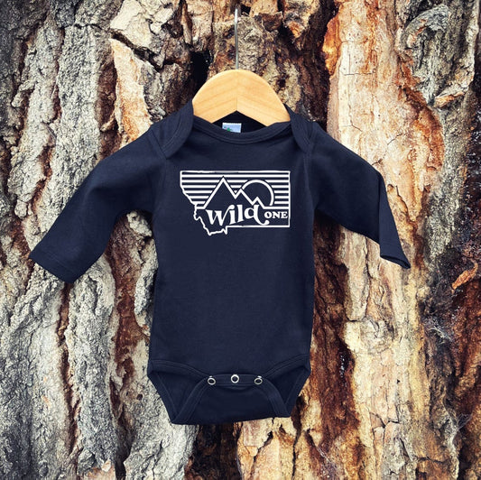 MONTANA WILD ONE LONG SLEEVE ONESIE -BLACK